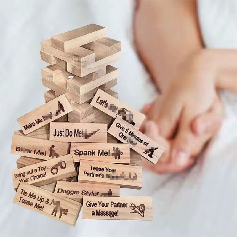48PCS Block Tower Game Couple Activities Date Night Ideas Valentine Tumbling Tower Stacking Blocks Game for Couples Night Party