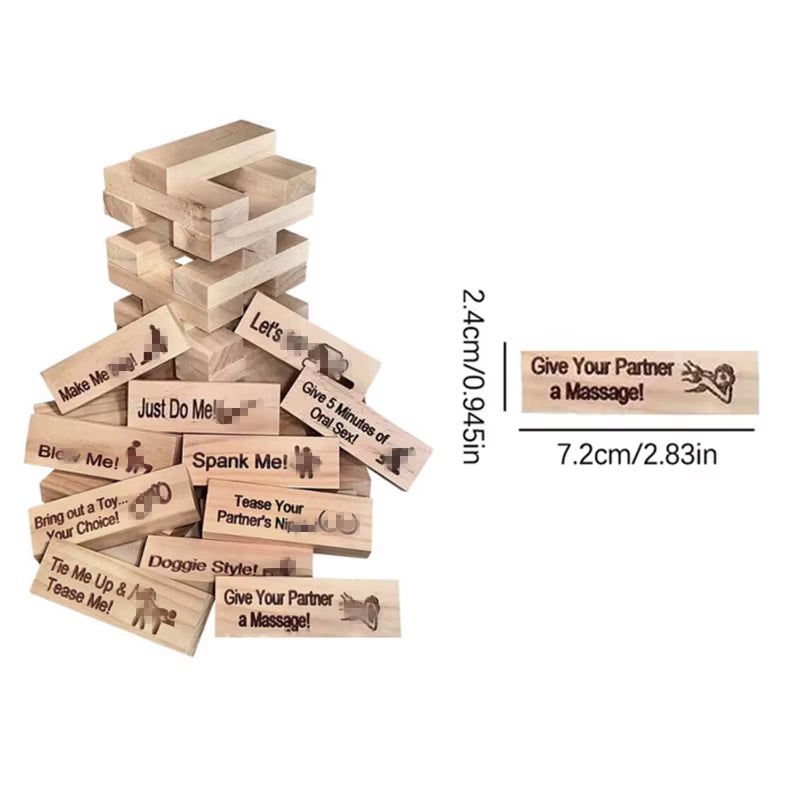 48PCS Block Tower Game Couple Activities Date Night Ideas Valentine Tumbling Tower Stacking Blocks Game for Couples Night Party